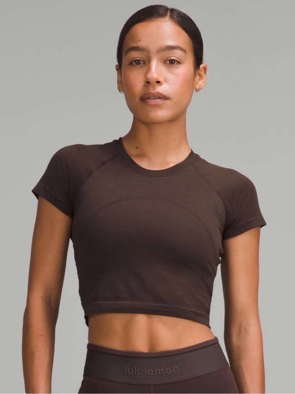 Lululemon Swiftly Tech Cropped Short-Sleeve Shirt 2.0 Espresso Size 2